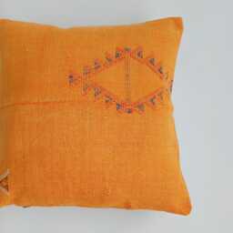 Moroccan Cactus Silk Cushion Cover, Handmade Sabra Throw Pillow, Orange Cushion, Scatter 16''x16''/40x40 cm - thumbnail 2