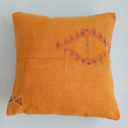 Moroccan Cactus Silk Cushion Cover, Handmade Sabra Throw Pillow, Orange Cushion, Scatter 16''x16''/40x40 cm