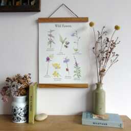 Wild Flower Canvas Wall Hanging -Botanical Art -Floral School Poster - Gallery Art- Vintage Floral Print - thumbnail 4
