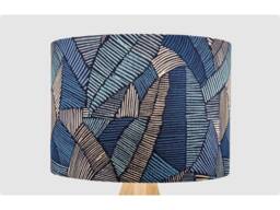 Handmade Lampshade Blue Grey Fabric Drum, Modern Abstract Linework Geometric Light Shade For Table/Floor Lamp Or Ceiling Pendant