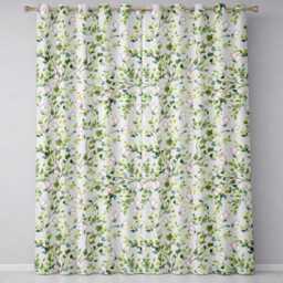 Elegant Watercolor Butterflies & Green Leaves On Sage Seamless Pattern Readymade Eyelet Ring Top Thermal 100% Blackout Curtains - thumbnail 2