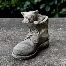 Stone Kitty Sculpture Concrete in Boots Statue Outdoor Pet Ornament Cement Animal Figure Handmade Cat Decor Kitty Lover Gift Yard Art - thumbnail 4