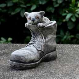 Stone Kitty Sculpture Concrete in Boots Statue Outdoor Pet Ornament Cement Animal Figure Handmade Cat Decor Kitty Lover Gift Yard Art - thumbnail 1