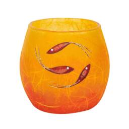 Hand Decorated Glass Tea Light Holder Orange Fish Strawsilk , Included Led Candle - thumbnail 2