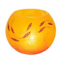 Hand Decorated Glass Tea Light Holder Orange Fish Strawsilk , Included Led Candle - thumbnail 4