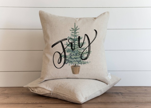 Joy Tree 20 X Pillow Cover // Christmas Holiday Winter Throw Gift Accent - image 1