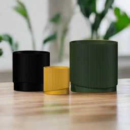 Modern Ribbed Plant Pot With Drainage & Saucer, 3D Printed Planter Unique Design Hypebeast Decor, Hosting Gift Idea, Wave - thumbnail 4