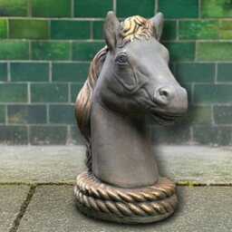 Handcrafted Concrete Horse Head Statue Garden Stone Animal Sculpture Outdoor Stable Decor Cement Equestrian Figure Handmade Lover Gift - thumbnail 4