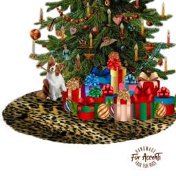 Soft Faux Fur Leopard Print Christmas Tree Skirt - thumbnail 4