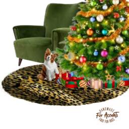 Soft Faux Fur Leopard Print Christmas Tree Skirt - thumbnail 1