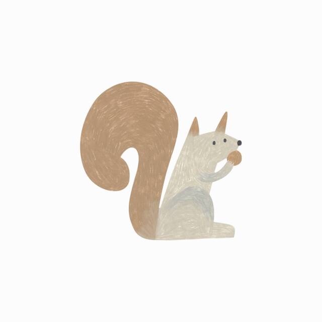 Pencil Squirrel Fabric Wall Sticker. Removable & Reusable - image 1