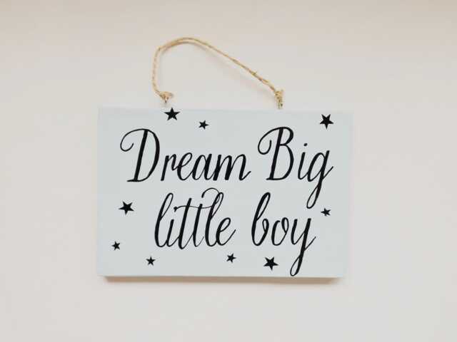 Dream Big Bedroom Plaque Boys Nursery Sign Meaningful Thoughtful Baby Boy Childrens Gift - image 1