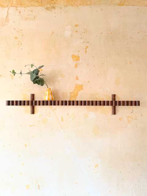 Rippling Scalloped Walnut Mid Century Floating Shelf - Modern Fluted Wall Decor Scandi Scallop Storage - image 1