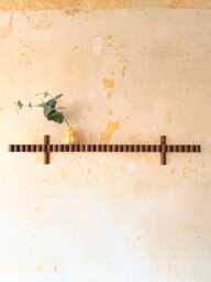 Rippling Scalloped Walnut Mid Century Floating Shelf - Modern Fluted Wall Decor Scandi Scallop Storage - thumbnail 1