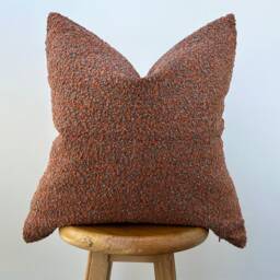 Custom Boucle Pillow Cover - Burnt Orange Cushion in 11 Color Options For Sofa Or Bed - thumbnail 3
