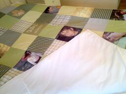 Personalized Photo Quilt. Custom Memory Kids Baby Gift. Birthday Gift For Couple - Patchwork Blanket Gentle Green Colors - thumbnail 1