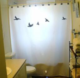 Flock Of Birds Fabric Shower Curtain, Nature Bathroom Decor - thumbnail 1