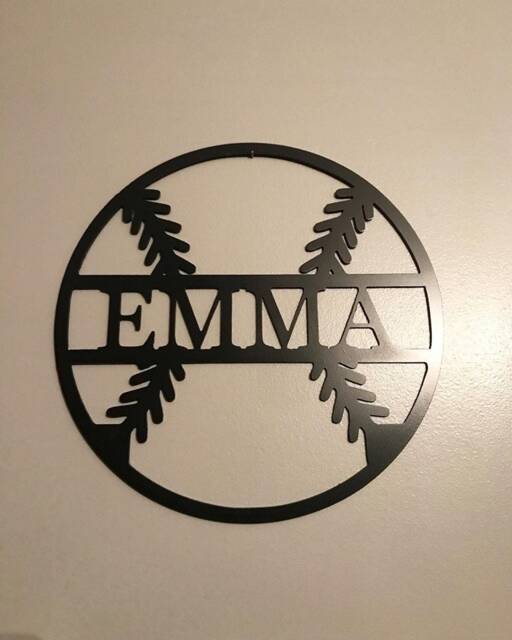 Personalized Metal Baseball Wall Hanging - Decor Kid's Room Gift Softball Valentine's Day - image 1