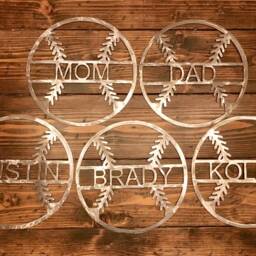 Personalized Metal Baseball Wall Hanging - Decor Kid's Room Gift Softball Valentine's Day - thumbnail 2