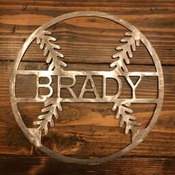 Personalized Metal Baseball Wall Hanging - Decor Kid's Room Gift Softball Valentine's Day - thumbnail 3