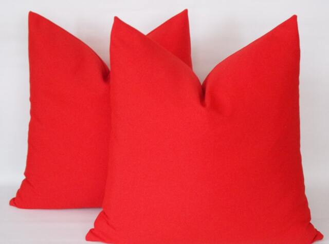 Set Of 2 Red Cotton Pillow Covers Decorative Throw Pillows - image 1