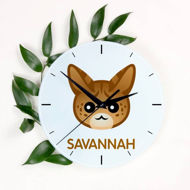 A Clock With A Savannah Cat. New Collection The Cute Art-Dog Cat - image 1