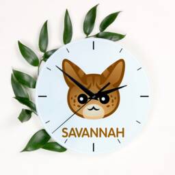 A Clock With A Savannah Cat. New Collection The Cute Art-Dog Cat - thumbnail 1