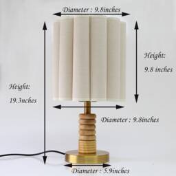 Handmade Burlap Bedside Table Lamp Acrylic Shade, Bronze Base - thumbnail 2