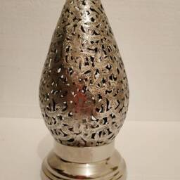 Moroccan Brass Candle Table Lamp Arabic Calligraphy Home Decor Set Of 2 - thumbnail 3
