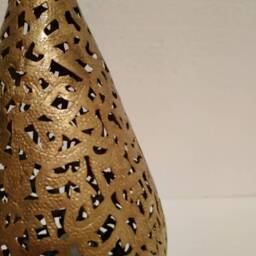 Moroccan Brass Candle Table Lamp Arabic Calligraphy Home Decor Set Of 2 - thumbnail 4