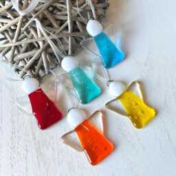 Glass Angel Christmas Tree Decoration Handmade Hanging Ornament Stocking Filler - thumbnail 2