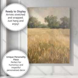 Golden Summer Meadow Landscape Textured Oil Painting Canvas Wall Art Print Decor Picture Ready To Hang - thumbnail 3