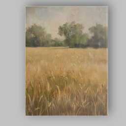 Golden Summer Meadow Landscape Textured Oil Painting Canvas Wall Art Print Decor Picture Ready To Hang - thumbnail 1