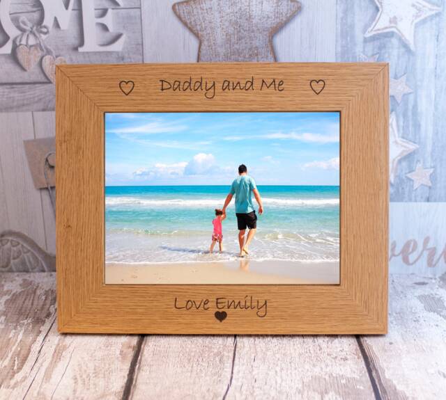 Personalised French Oak Finish Photo Frame Daddy & Me Gift - image 1