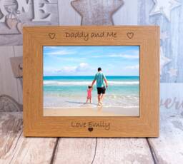 Personalised French Oak Finish Photo Frame Daddy & Me Gift - thumbnail 1