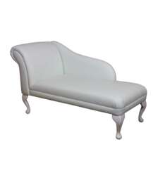 Handmade White Faux Leather Chaise Longue - thumbnail 1