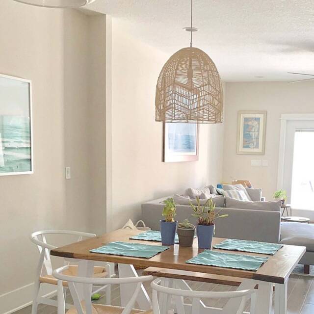 "Handmade Rattan Pendant Light, Dining Room Ceiling Lighting Fixture, Lampshade Size W17.7"" X H17.7" - image 1
