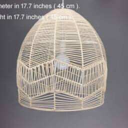 "Handmade Rattan Pendant Light, Dining Room Ceiling Lighting Fixture, Lampshade Size W17.7"" X H17.7" - thumbnail 3