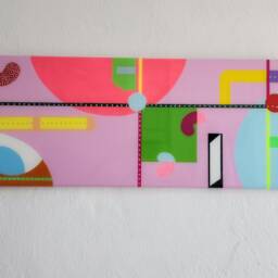 Handmade Pink Abstract Resin Wall Art, Modern Home Decor - 39.5x12 Inches - thumbnail 3