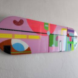 Handmade Pink Abstract Resin Wall Art, Modern Home Decor - 39.5x12 Inches - thumbnail 2
