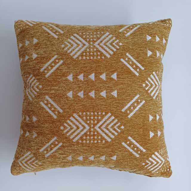 Moroccan Velvet Cushion Cover, Handmade Brocade Golden Brown Pillow, Decorative Pillow 16''x16''/40x40 cm - image 1