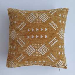 Moroccan Velvet Cushion Cover, Handmade Brocade Golden Brown Pillow, Decorative Pillow 16''x16''/40x40 cm - thumbnail 4