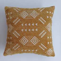 Moroccan Velvet Cushion Cover, Handmade Brocade Golden Brown Pillow, Decorative Pillow 16''x16''/40x40 cm