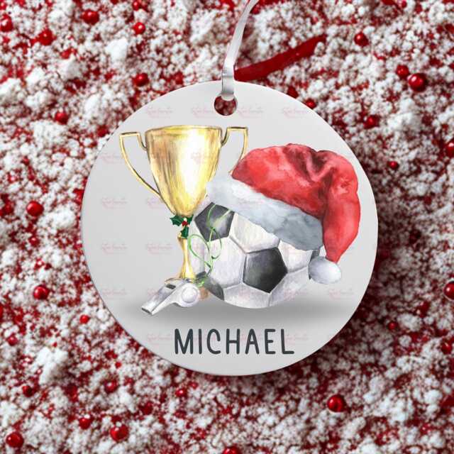 Personalised Kids Christmas Decoration - Grandson Gift Football For Boys & Girls Stocking Filler Eve Box - image 1