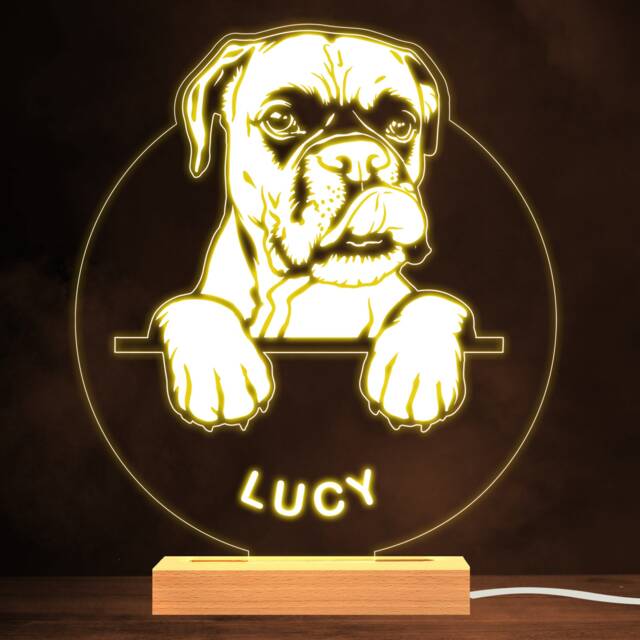 Boxer Dog Pet Silhouette Warm White Lamp Personalised Gift Night Light - Bedroom - image 1