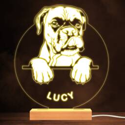 Boxer Dog Pet Silhouette Warm White Lamp Personalised Gift Night Light - Bedroom - thumbnail 1