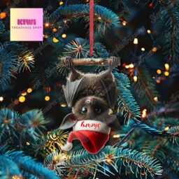 Personalized Bat Christmas Ornament, Custom Acrylic/Wood Decor - thumbnail 2