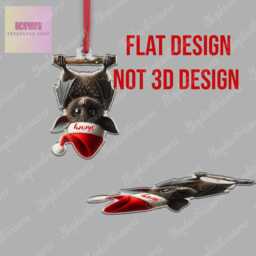 Personalized Bat Christmas Ornament, Custom Acrylic/Wood Decor - thumbnail 4