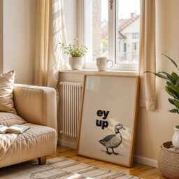 Ey Up Duck Print Funny Yorkshire Slang, Beige Quote Poster - thumbnail 3