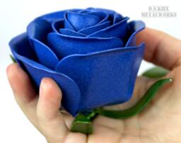 Handmade Steel Rose Business Card Holder Metal Flower Desk Decor